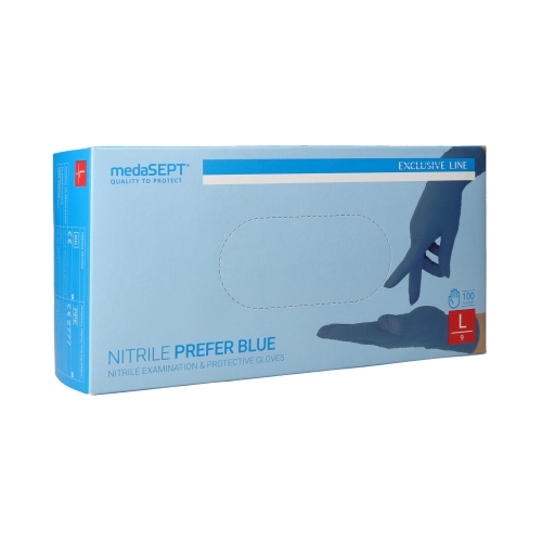 Rękawice nitrylowe bezpudrowe L niebieskie (100)
