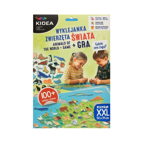 Wyklejanka Gdzie one żyją? Zwierzęta Świata + gra Kidea