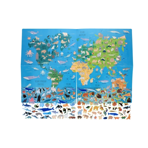 Wyklejanka Gdzie one żyją? Zwierzęta Świata + gra Kidea