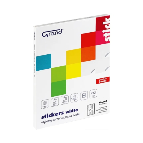 Etykiety uniwersalne 48.5x25.4/40 białe Grand (100)
