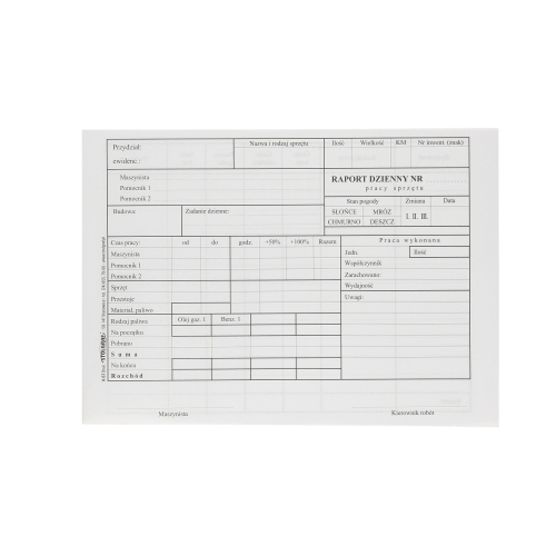 Raport dzienny pracy sprzętu Stolgraf K67