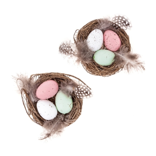 Gniazdka dekoracyjne 8cm jajka i piórka (2)