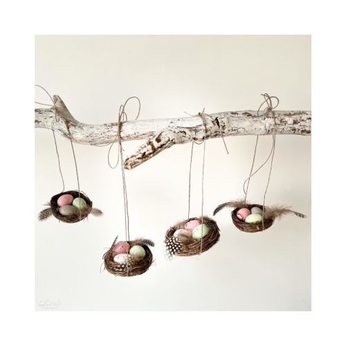 Gniazdka dekoracyjne 8cm jajka i piórka (2)