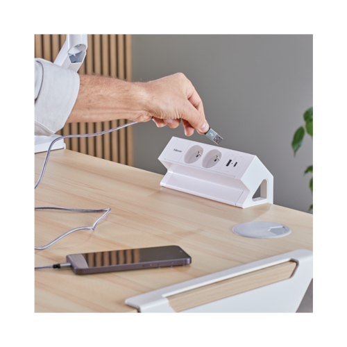 Listwa zasilająca na biurko biała PowerDesk 2 Fellowes
