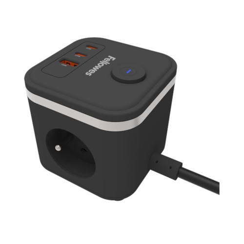 Rozgałęźnik 3 gniazda czarny PowerCube Fellowes