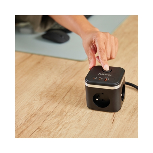 Rozgałęźnik 3 gniazda czarny PowerCube Fellowes