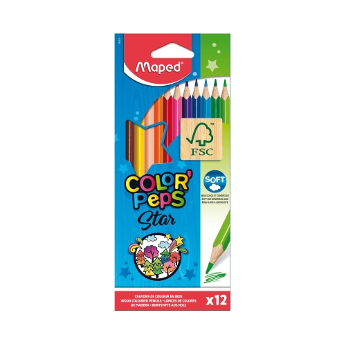 Kredki ołówkowe 12kol trójkątne Maped 183212