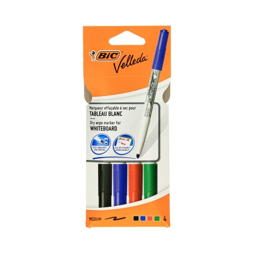 Marker do tablic 4.5mm 4kol Velleda Bic 1741