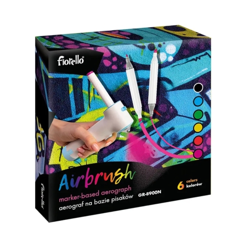 Zestaw pistolet do malowania + markery 6kol Airbrush Fiorello GR-8900N