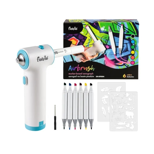 Zestaw pistolet do malowania + markery 6kol Airbrush Fiorello GR-8900N