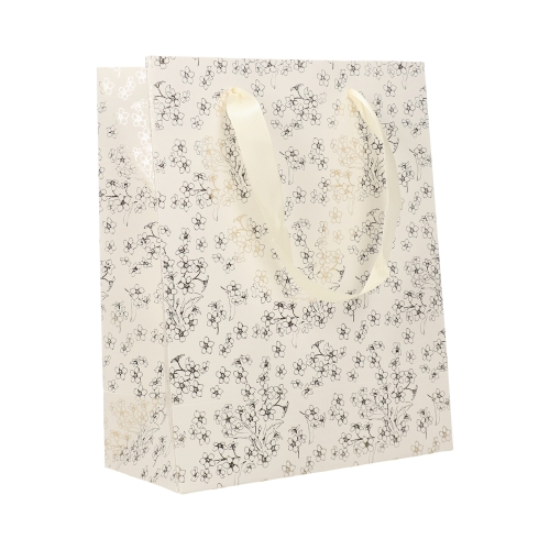 Torebki prezentowe 25x10x20 białe/złote w niezpominajki - 5 szt.