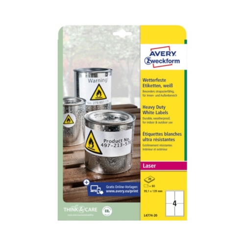 Etykiety Heavy Duty 99.1x139/4 białe Zweckform 4774 (20)