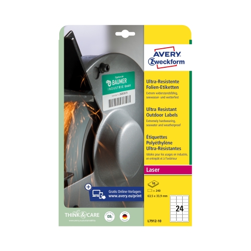 Etykiety polietylenowe 63.5x33.9/24 białe Zweckform (10)