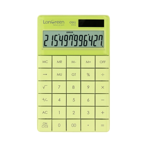 Kalkulator 12 pozycyjny zielony LonGreen EM412 Deli