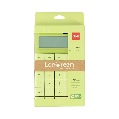 Kalkulator 12 pozycyjny zielony LonGreen EM412 Deli