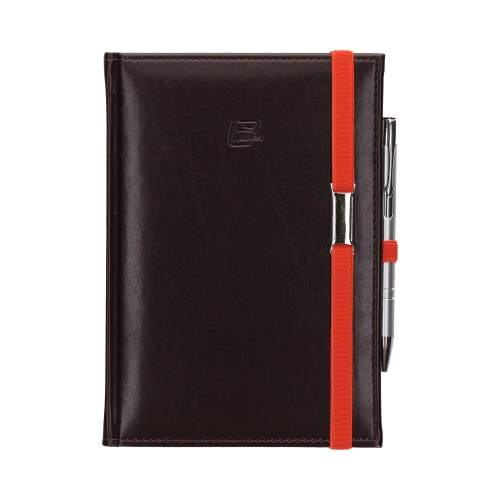 Notatnik A5 kratka brązowy gumka+długopis Nebraska