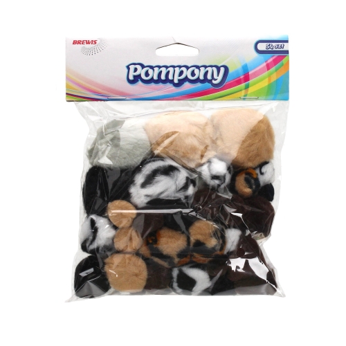 Pompony motyw zwierzęta - 54szt. w opak.