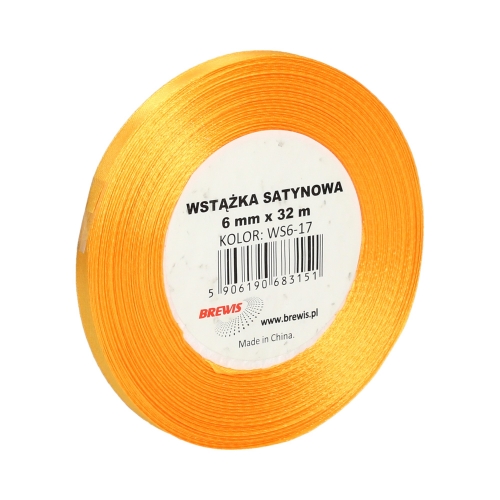 Wstążka dekoracyjna satynowa 6mm/32m jasnopomrańczowa