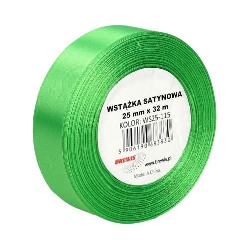 Wstążka dekoracyjna satynowa 25mm/32m zielona Brewis 115