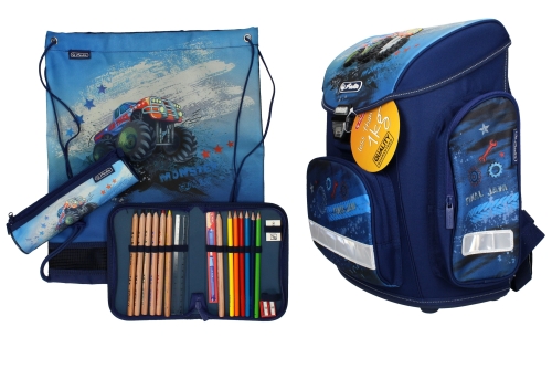 Zestaw tornister + piórnik + worek Midi Plus Truck Herlitz