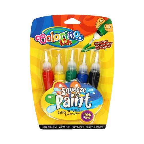 Farby plakatowe 5kol tubki z pędzelkiem Colorino 66037PTR