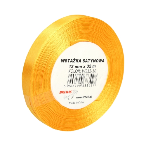 Wstążka dekoracyjna satynowa 12mmx32m żółta Brewis 16