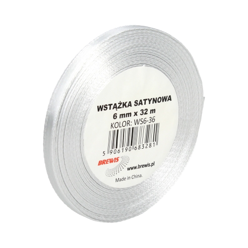 Wstążka dekoracyjna satynowa 6mmx32m stalowa Brewis 36