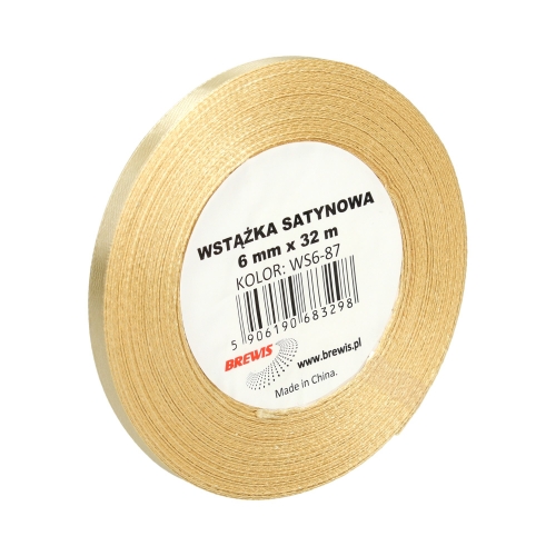 Wstążka dekoracyjna satynowa 6mmx32m złota Brewis 87