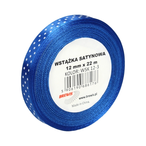 Wstążka dekoracyjna kropki 12mmx22m niebieska Brewis