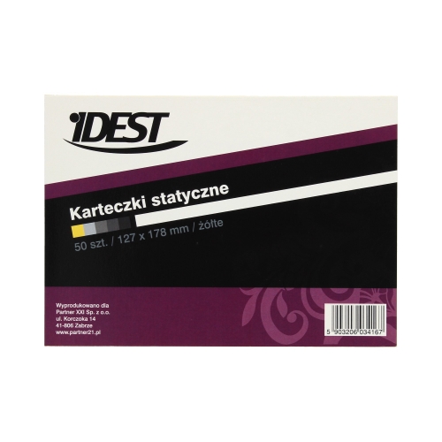 Karteczki statyczne 127x178/50 żółte Idest