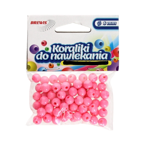 Koraliki ozdobne różowe K8 Brewis 8mm