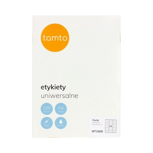 Etykiety uniwersalne 70x36/24 białe Tamto (100)