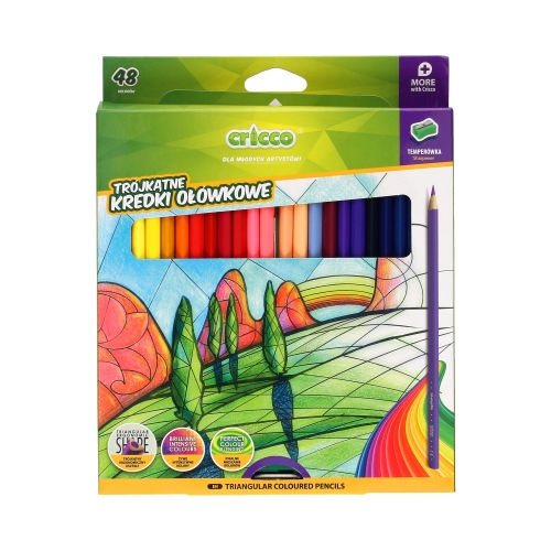 Kredki ołówkowe 48kol trójkątne Cricco