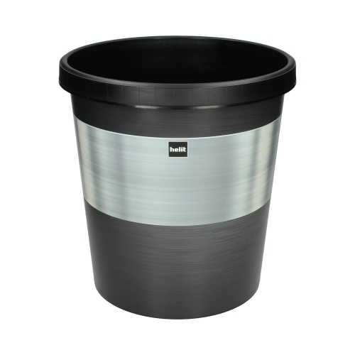 Kosz plastikowy 18L czarno-metalowy Elegance