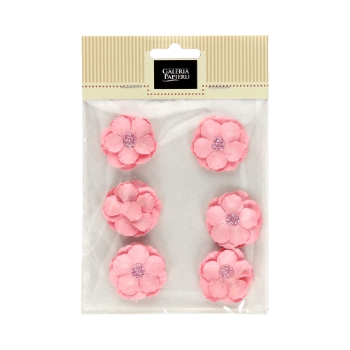 Kwiaty papierowe samoprzylepne Clematis różowe (6)