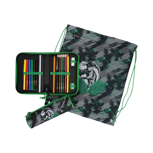 Zestaw tornister + piórnik + worek Loop Plus Dino Jungle Herlitz