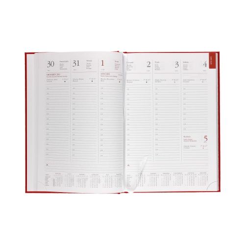 Kalendarz książkowy B5 Albit czerwony B5T028B Tygodniowy