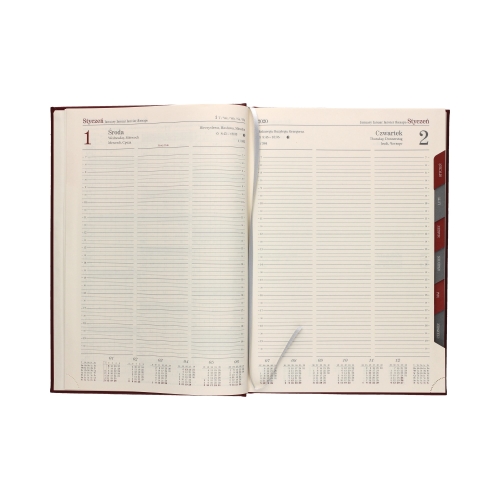 Kalendarz książkowy A4 Vivella bordowy 31DR dzienny