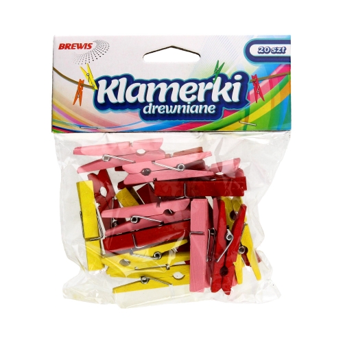 Klamerki ozdobne 4.5cm kolorowe Brewis - opak. 20 szt.
