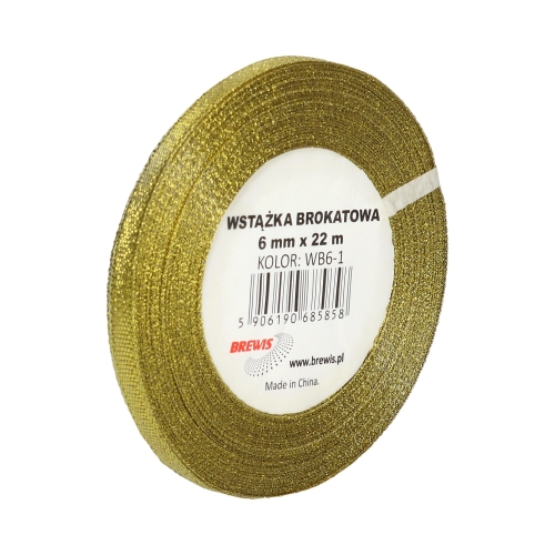 Wstążka dekoracyjna brokatowa 6mm złota Brewis WB6-1