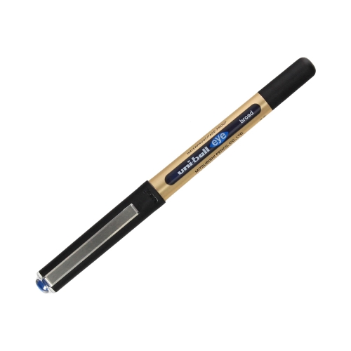 Pióro kulkowe 0.65mm niebieskie obudowa złota Uni UB150-10