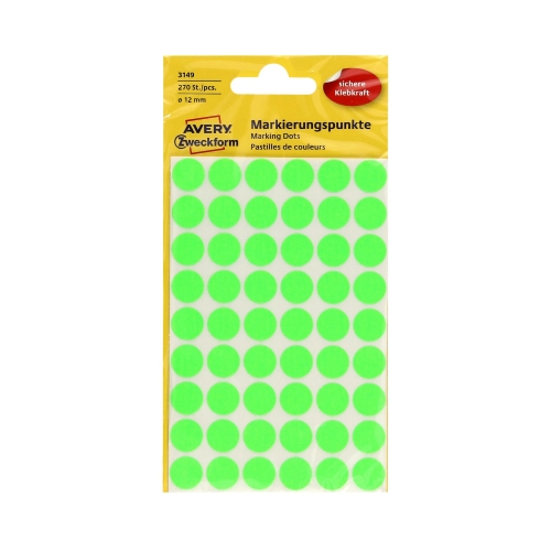 Etykiety oznaczeniowe fi12 zielone Kropki 3149 (270)