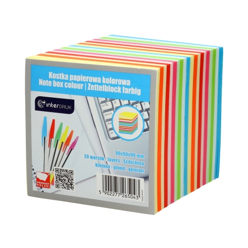 Karteczki 90x90x90 kolor klejone  Interdruk