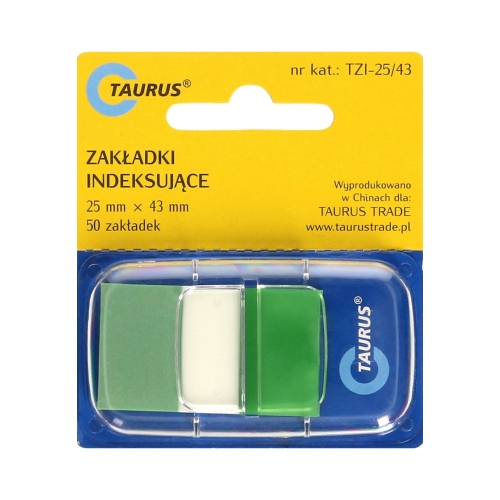 Zakładki indeksujące 25x43/50 zielone Taurus