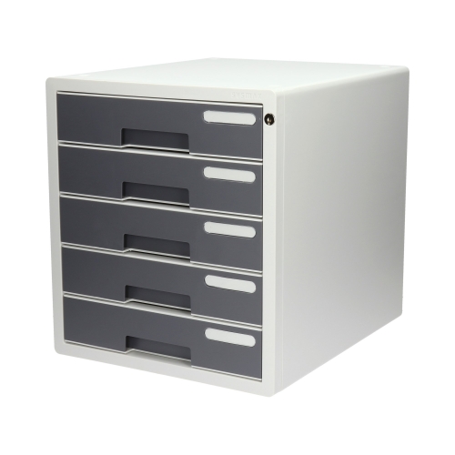 Szafka na dokumenty 5-szuflad zamek plastik Yellow One szara