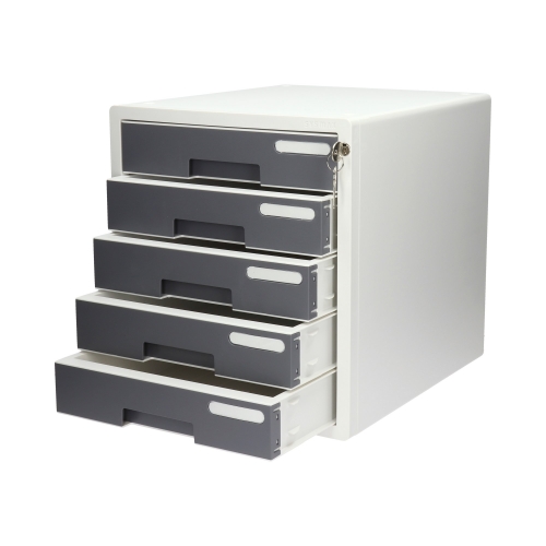 Szafka na dokumenty 5-szuflad zamek plastik Yellow One szara