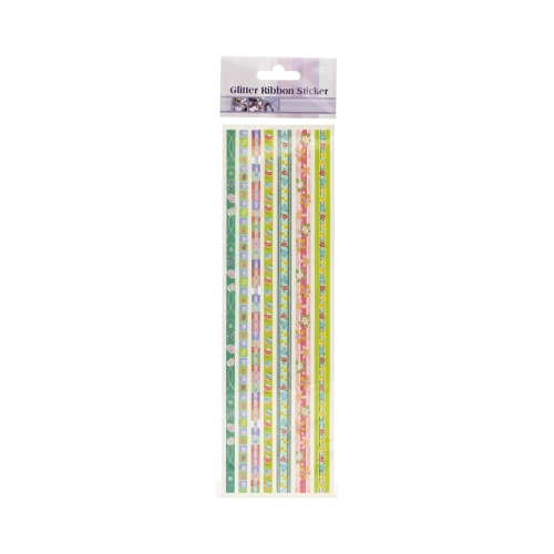 Wstążka samoprzylepna 9x30cm brokat paski Brewis FSEG405A