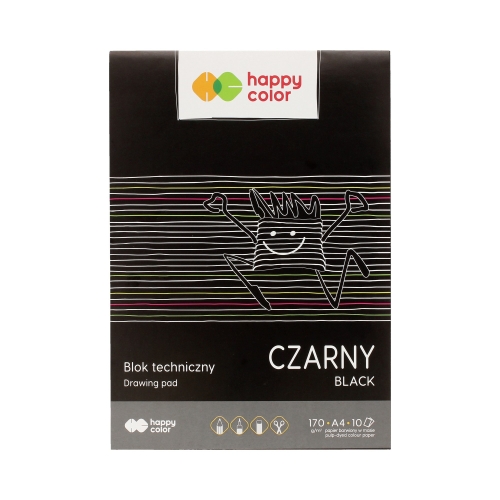 Blok techniczny A4/10 czarny 170g Happy Color HA3717