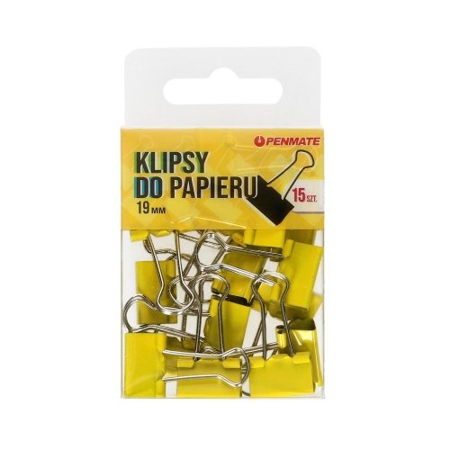 Klip 19mm 15szt. kanarkowe Penmate