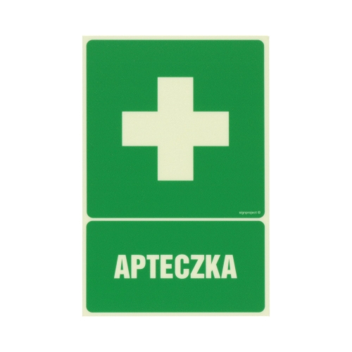 Znak Apteczka pierwszej pomoc 100x150 PS GI010